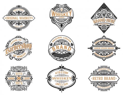 Adobe Stock - Set of 9 Vintage Logos and Badges - 468263030