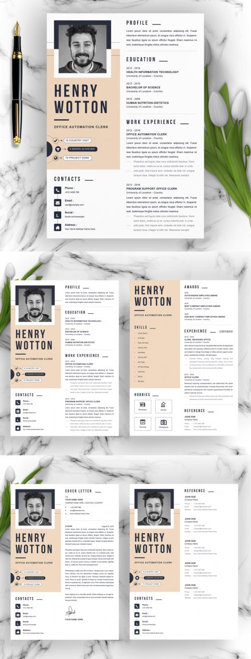 Adobe Stock - Minimal Resume and Cover Letter and Reference Page Set - 468676477