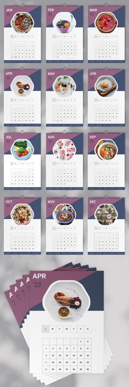 Adobe Stock - Food Wall Calendar 2022 Layout - 468851586