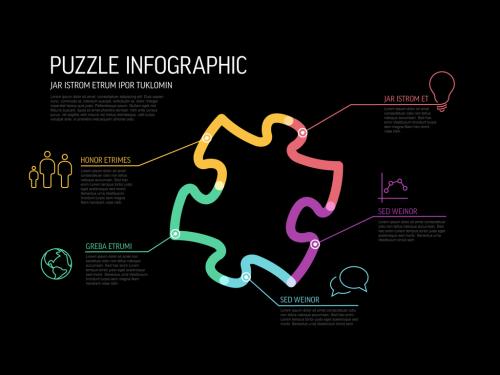 Adobe Stock - Dark Thick Line Puzzle Multipurpose Infographic Layout - 469801505