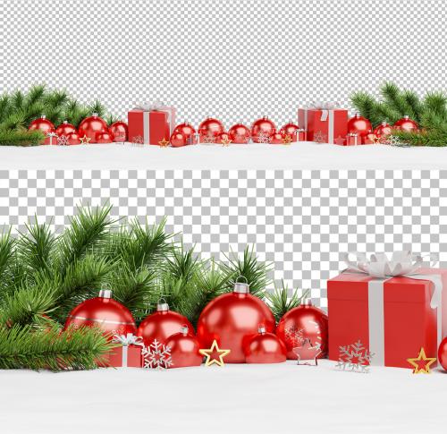 Adobe Stock - Christmas Scene Isolated with Decorations and Gifts Mockup - 470735546