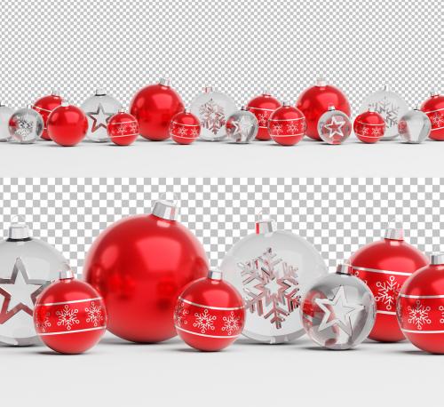 Adobe Stock - Isolated Red Christmas Baubles on White Mockup - 470735550
