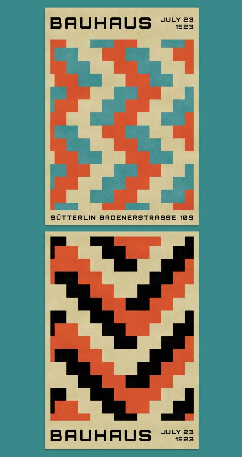 Adobe Stock - Geometric Cover Design Layout with Zig Zag Pattern in Bauhaus Style - 470948018