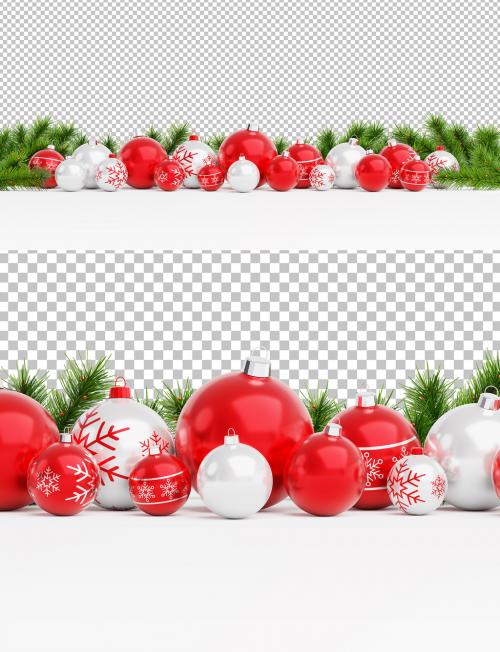 Adobe Stock - Isolated Red Christmas Baubles on White Mockup - 470948758