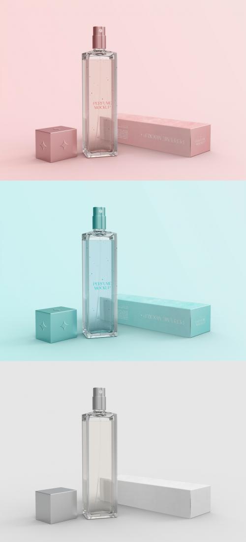 Adobe Stock - 3D Perfume Bottle and Paper Box Mockup - 471148615