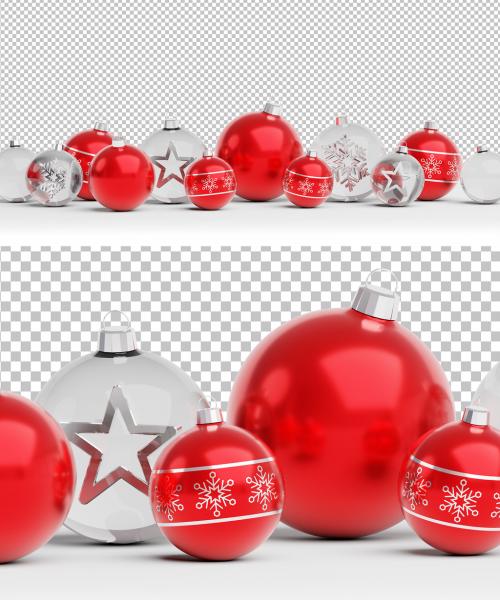 Adobe Stock - Christmas Baubles and Decorations on Snow Isolated Mockup - 471148746