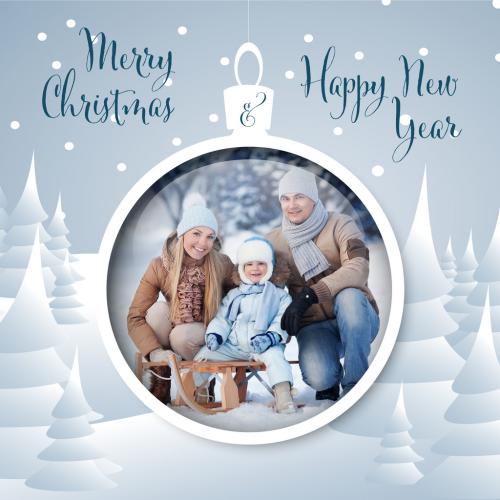 Adobe Stock - Christmas Winter Family Photo Card Layout - 471149260