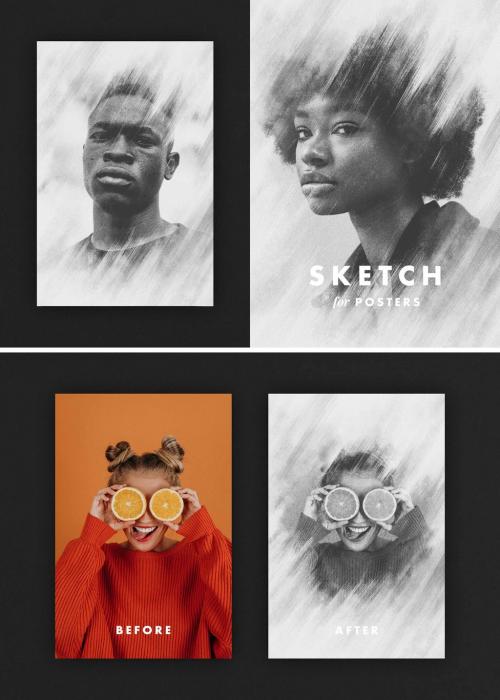 Adobe Stock - Quick Pencil Sketch Drawing Photo Effect Mockup - 472107105