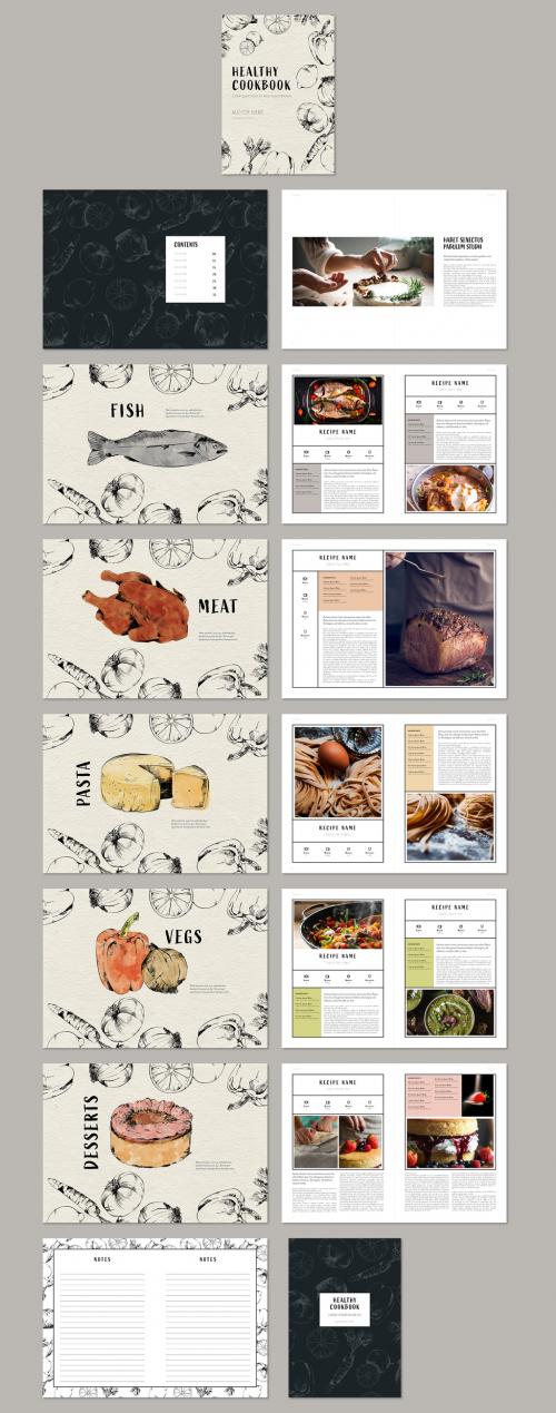 Adobe Stock - Healthy Illustration Cookbook Layout - 472107373