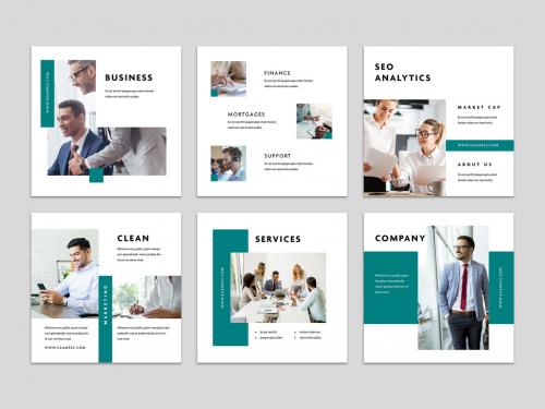 Adobe Stock - Teal Business Social Media Post Layouts - 472107934