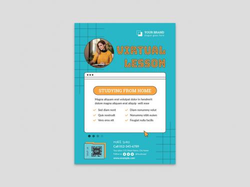 Adobe Stock - Remote Learning Virtual Lesson Webinar Flyer Template for Online Course - 472301375