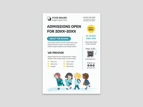 Adobe Stock - Childrens School Kindergarten Education Flyer Layout - 472301414