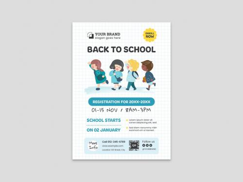 Adobe Stock - Kids Childrens Back to School Education Flyer Layout - 472301431