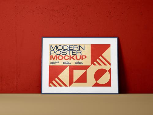 Adobe Stock - Horizontal Poster Mockup with Mat Frame - 472742036