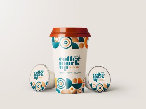 Adobe Stock - Take Away Cup and Coffee Capsule Mockup - 472742088