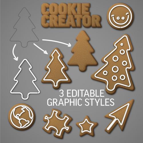 Adobe Stock - Ginger Breads Cookie Creator from Shape Editable Graphic Style Effect - 472742093