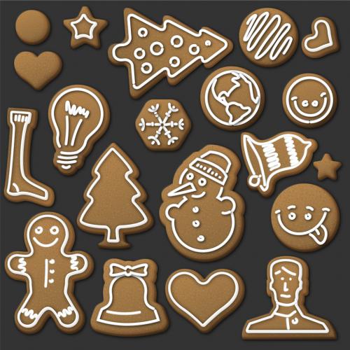 Adobe Stock - Collection of Christmas Gingerbreads Cookies with Icing - 472742103