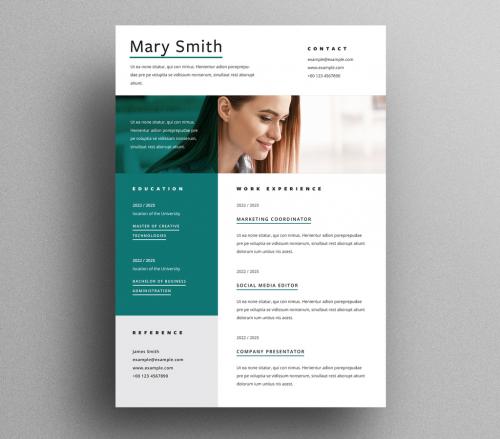 Adobe Stock - Teal Business Resume Layout - 473404282