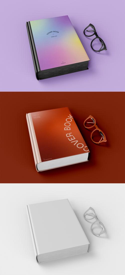 Adobe Stock - 3D Hardcover Book Mockup with Glasses - 473404684