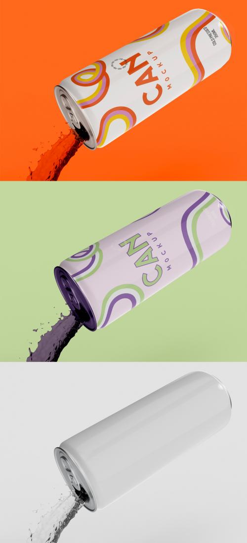 Adobe Stock - 3D Soda or Beer Can Mockup with Splash - 473405550
