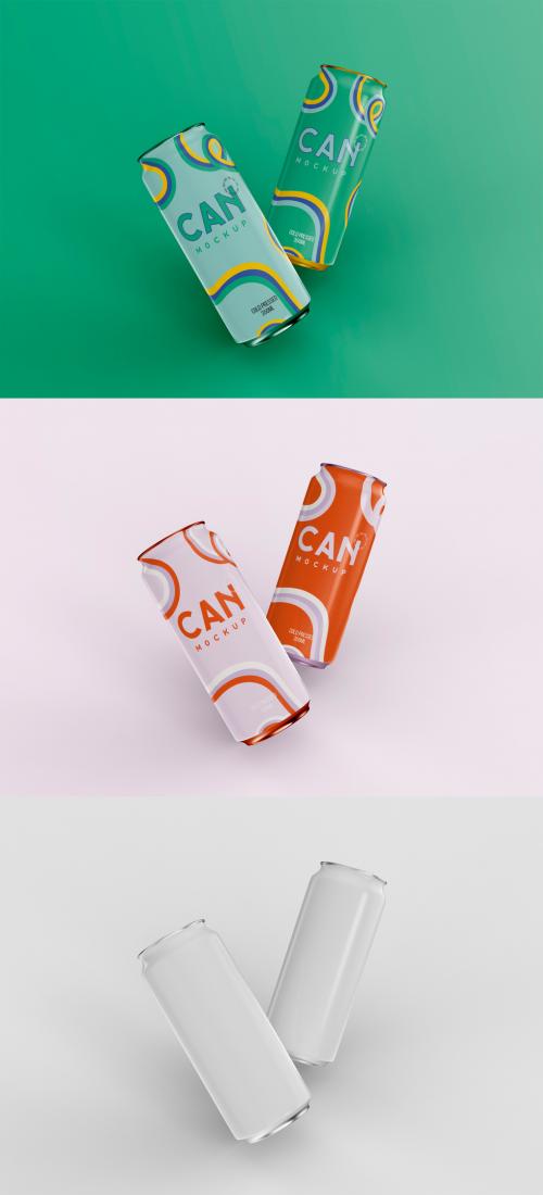 Adobe Stock - 3D Two Slim Soda Cans Mockup - 473405570