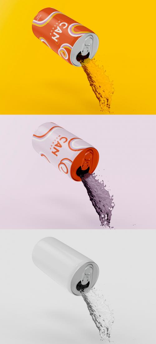 Adobe Stock - 3D Soda Can Mockup with Splash - 473405572