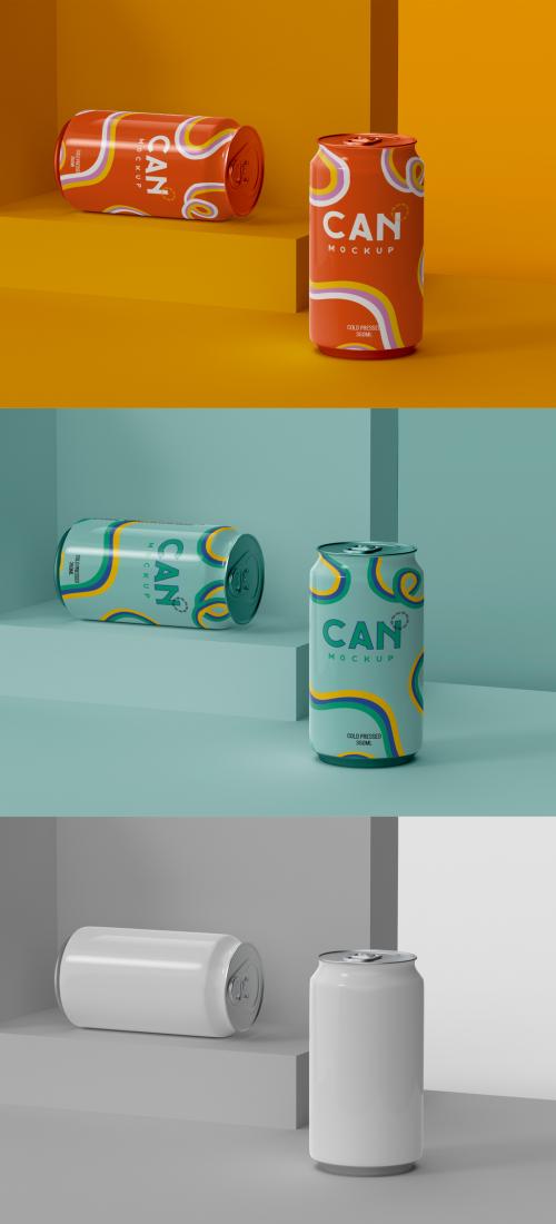 Adobe Stock - 3D Soda or Beer Cans Mockup Set - 473405581