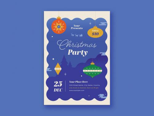 Adobe Stock - Blue Christmas Party Flyer - 473613564