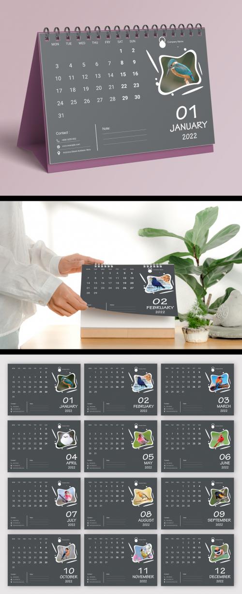 Adobe Stock - 2022 Desk Calendar Layout - 473614815