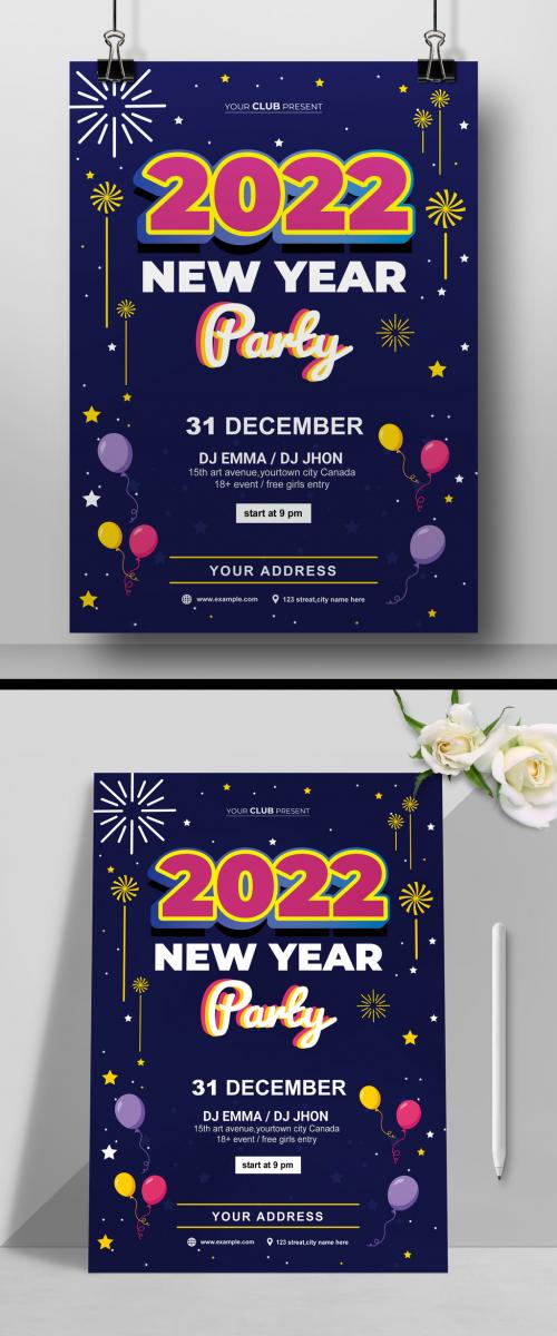 Adobe Stock - Happy New Year Flyer Layout Design - 473619826