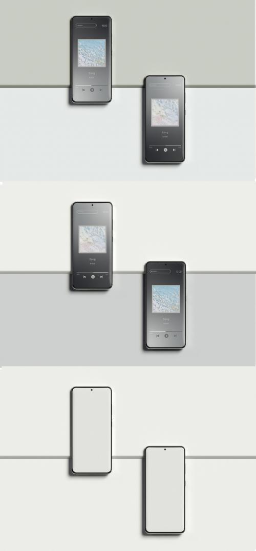 Adobe Stock - Top View of Two Smartphones Mockup - 473849022