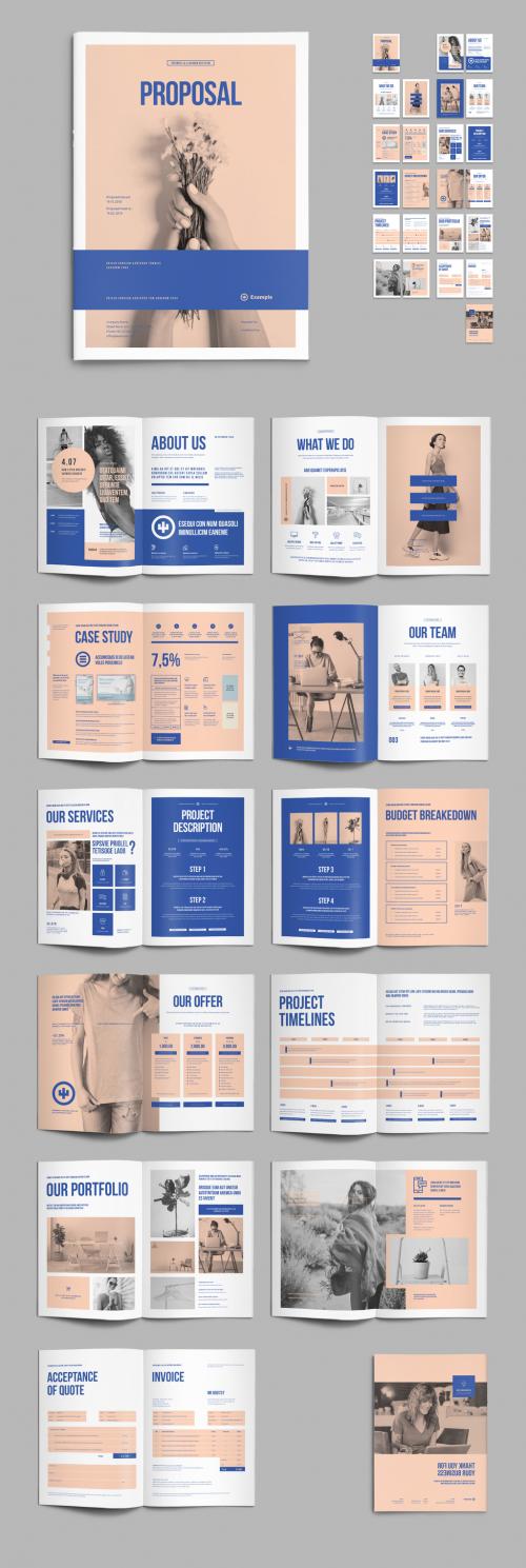 Adobe Stock - Business Proposal Brochure Template in Pale Peach and Blue Colors - 473884592
