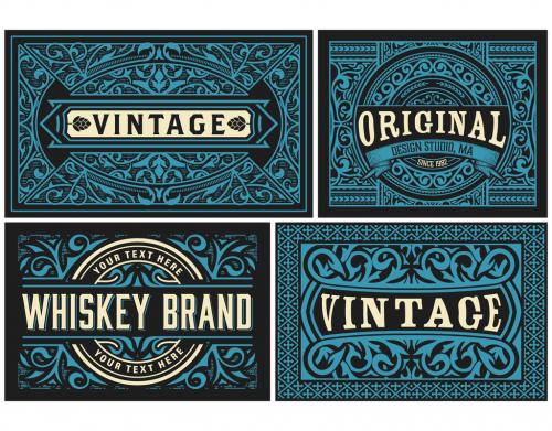 Adobe Stock - Set of 4 Vintage Labels for Packing - 474092440