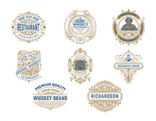 Adobe Stock - Set of 8 Vintage Logos and Badges - 474092451