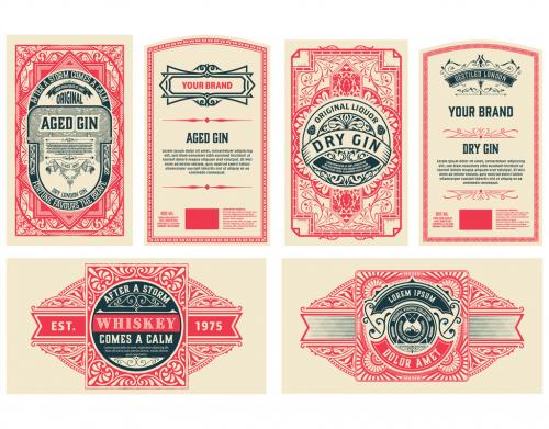 Adobe Stock - Set of 6 Vintage Labels for Packing - 474092454