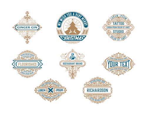 Adobe Stock - Set of 8 Vintage Logos and Badges - 474092458