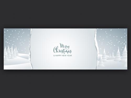 Adobe Stock - Christmas Banner Social Media Header Layout with Snowy Landscape - 474105836