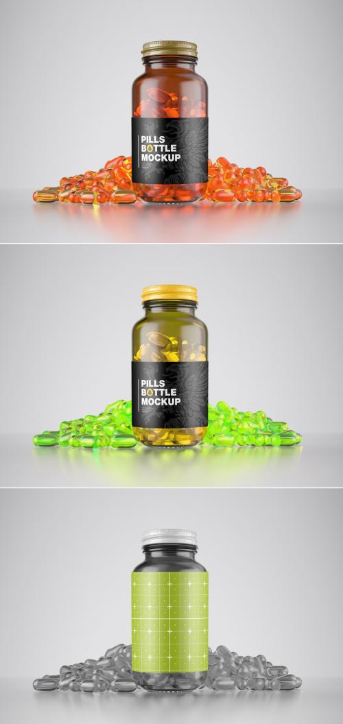 Adobe Stock - Amber Pills Bottle Mockup - 474281183