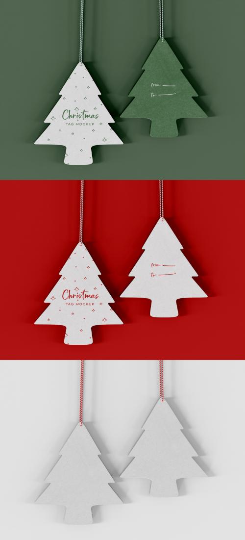 Adobe Stock - Tree Christmas Gift Tags Mockup - 474779195