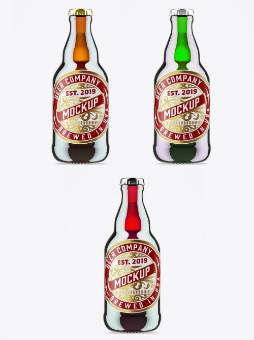Adobe Stock - Colorful Glass Beer Bottle Mockup - 474803634