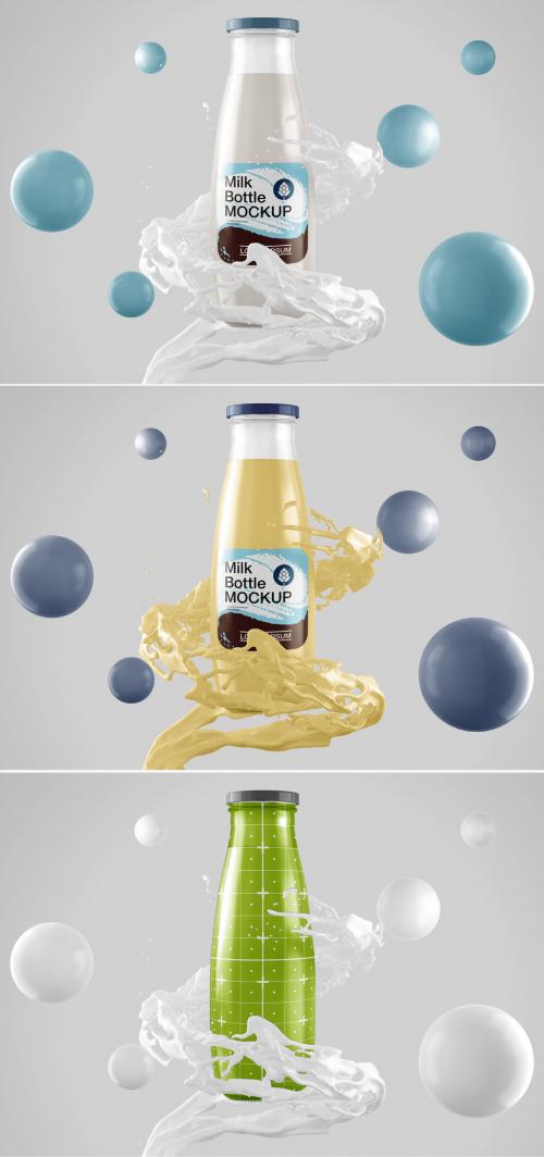 Adobe Stock - Colored Glass Milk Bottle Mockup - 474803639