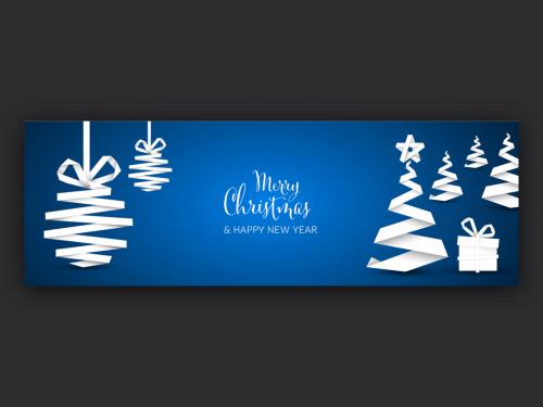 Adobe Stock - Christmas Banner Social Media Header Layout with Blue Background - 475407680