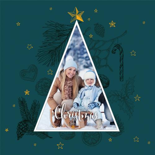 Adobe Stock - Christmas Family Card Layout with Triangle Photo Placeholder - 475407689