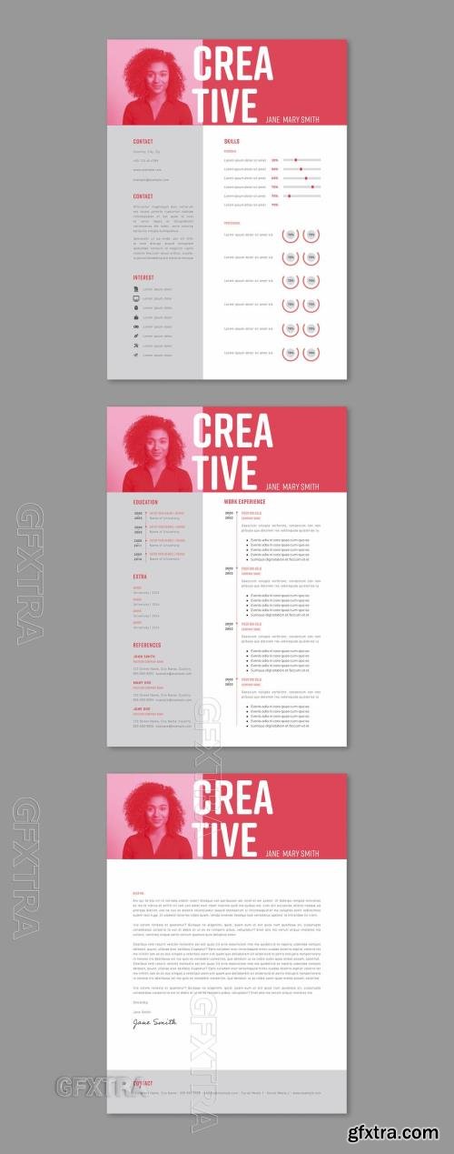 Minimal Resume and Cover Letter with Red Accents 755500084