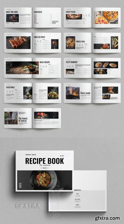 Minimal Cookbook Recipe Book Template Landscape 755490279