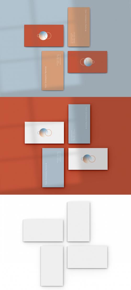 Adobe Stock - Top View of Four Business Cards Mockup - 476112895