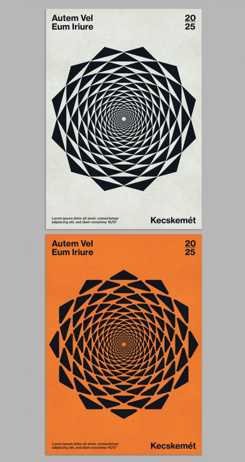 Adobe Stock - Minimalistic Circular Pattern Poster Layout - 476113564