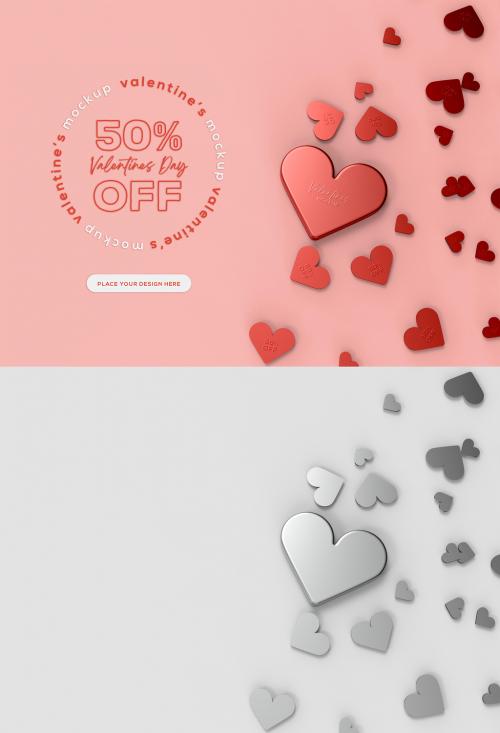 Adobe Stock - 3D Valentine's Day Decoration with Copyspace Mockup - 476113926