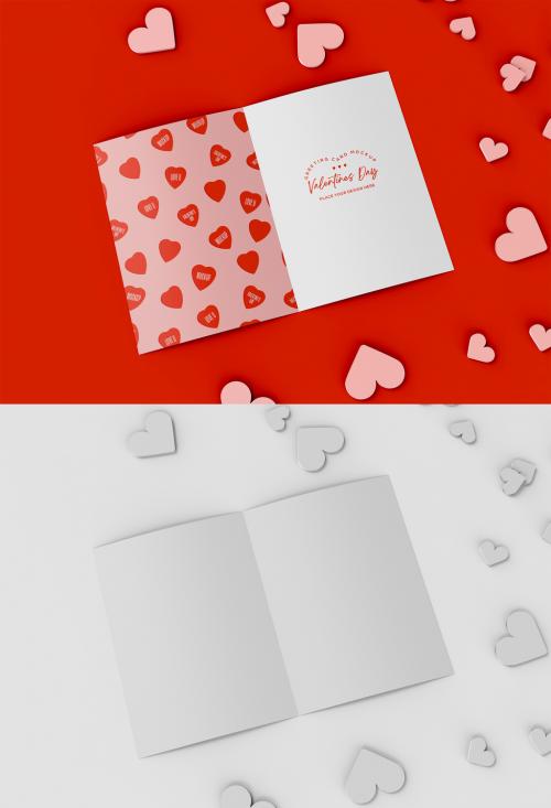 Adobe Stock - 3D Top View of Valentine's Day Card Mockup - 476113940