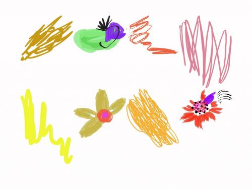 Adobe Stock - Set of Artistic Hand Drawn Fruits Flowers and Scribbles - 476310854